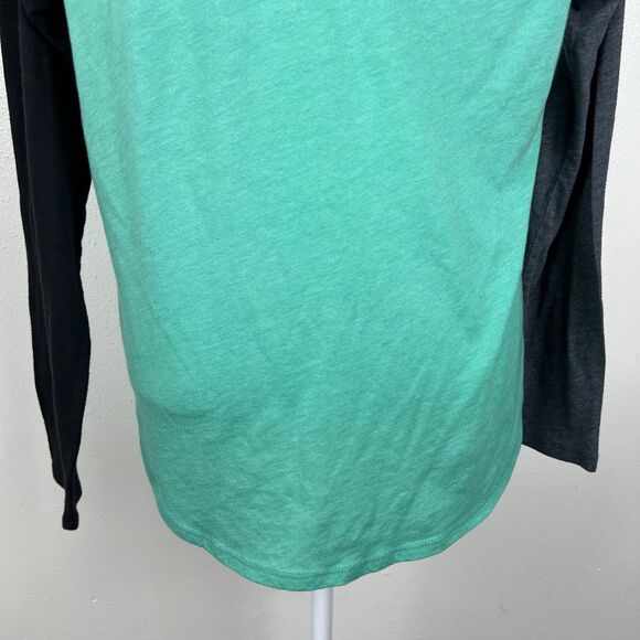 Volcom Shirt Women Extra Large Green Black Raglan Lightweight Baseball L/S Tee - Picture 13 of 14